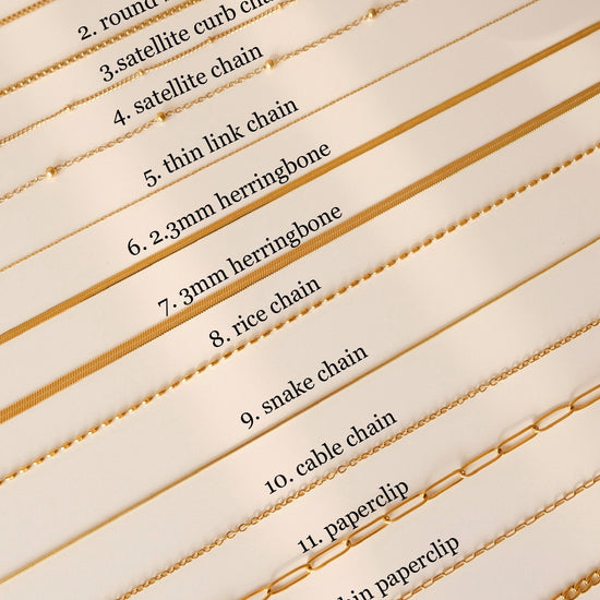 18K Gold Chain Necklace, Waterproof Cable Chain, Paperclip Chain, Herringbone Chain, Snake Chain, Figaro, Curb Chain, Rice Be