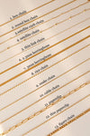 18K Gold Chain Necklace, Waterproof Cable Chain, Paperclip Chain, Herringbone Chain, Snake Chain, Figaro, Curb Chain, Rice Be