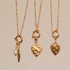 Gold heart pendant necklace, Waterproof colourful cz heart pearl necklace, Pendant detachable bolt clasp necklace, gift for h