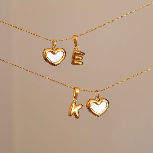 Red heart necklace, Waterproof tarnish resistant necklace, Mother of pearl necklace, Love necklace, 18k gold pendant necklace
