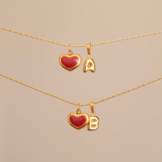 Red heart necklace, Waterproof tarnish resistant necklace, Mother of pearl necklace, Love necklace, 18k gold pendant necklace