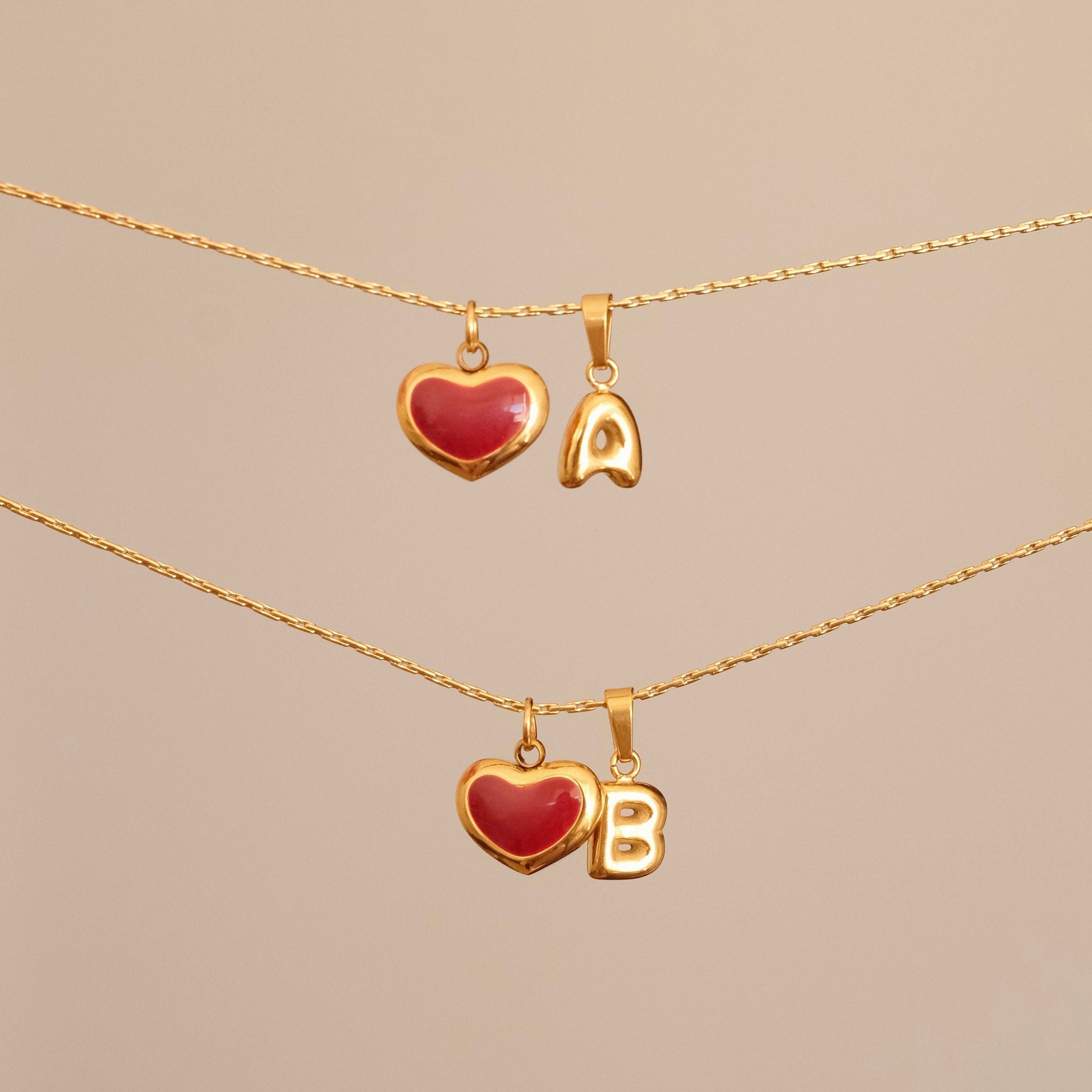 Red heart necklace, Waterproof tarnish resistant necklace, Mother of pearl necklace, Love necklace, 18k gold pendant necklace