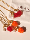Raspberry handmade lampwork beads necklace, Waterproof fruit pearl gold necklace, Detachable charm, Gold pendant necklace, gi