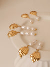 Gold Shell Pearl Drop Earrings, Double Triple Pearl Tear Drop Earrings, Dangling Pearl Earrings, Bridal Jewelry, Dainty Gift 