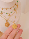 Green Aventurine Satellite Necklace, North Star Necklace, Layering Necklace, Green Gemstone Beaded Chain Necklace, Gold Water