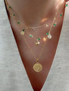 Green Aventurine Satellite Necklace, North Star Necklace, Layering Necklace, Green Gemstone Beaded Chain Necklace, Gold Water