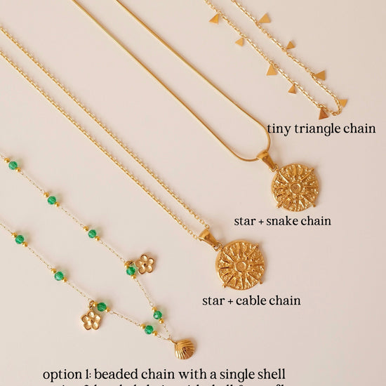 Green Aventurine Satellite Necklace, North Star Necklace, Layering Necklace, Green Gemstone Beaded Chain Necklace, Gold Water