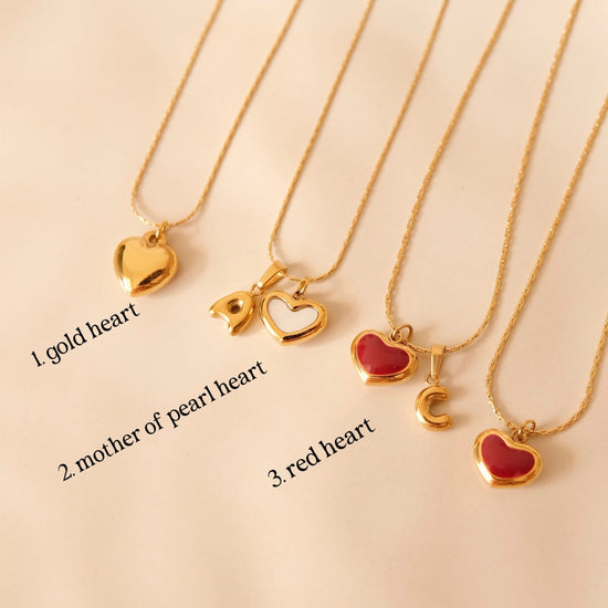Red heart necklace, Waterproof tarnish resistant necklace, Mother of pearl necklace, Love necklace, 18k gold pendant necklace