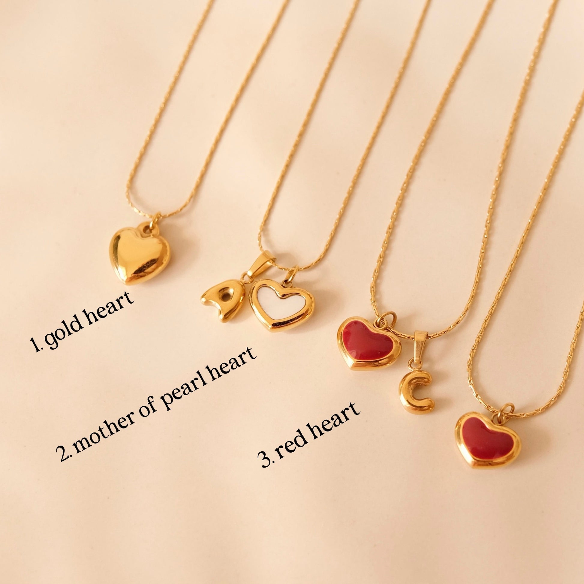 Red heart necklace, Waterproof tarnish resistant necklace, Mother of pearl necklace, Love necklace, 18k gold pendant necklace