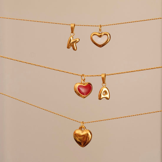 Red heart necklace, Waterproof tarnish resistant necklace, Mother of pearl necklace, Love necklace, 18k gold pendant necklace