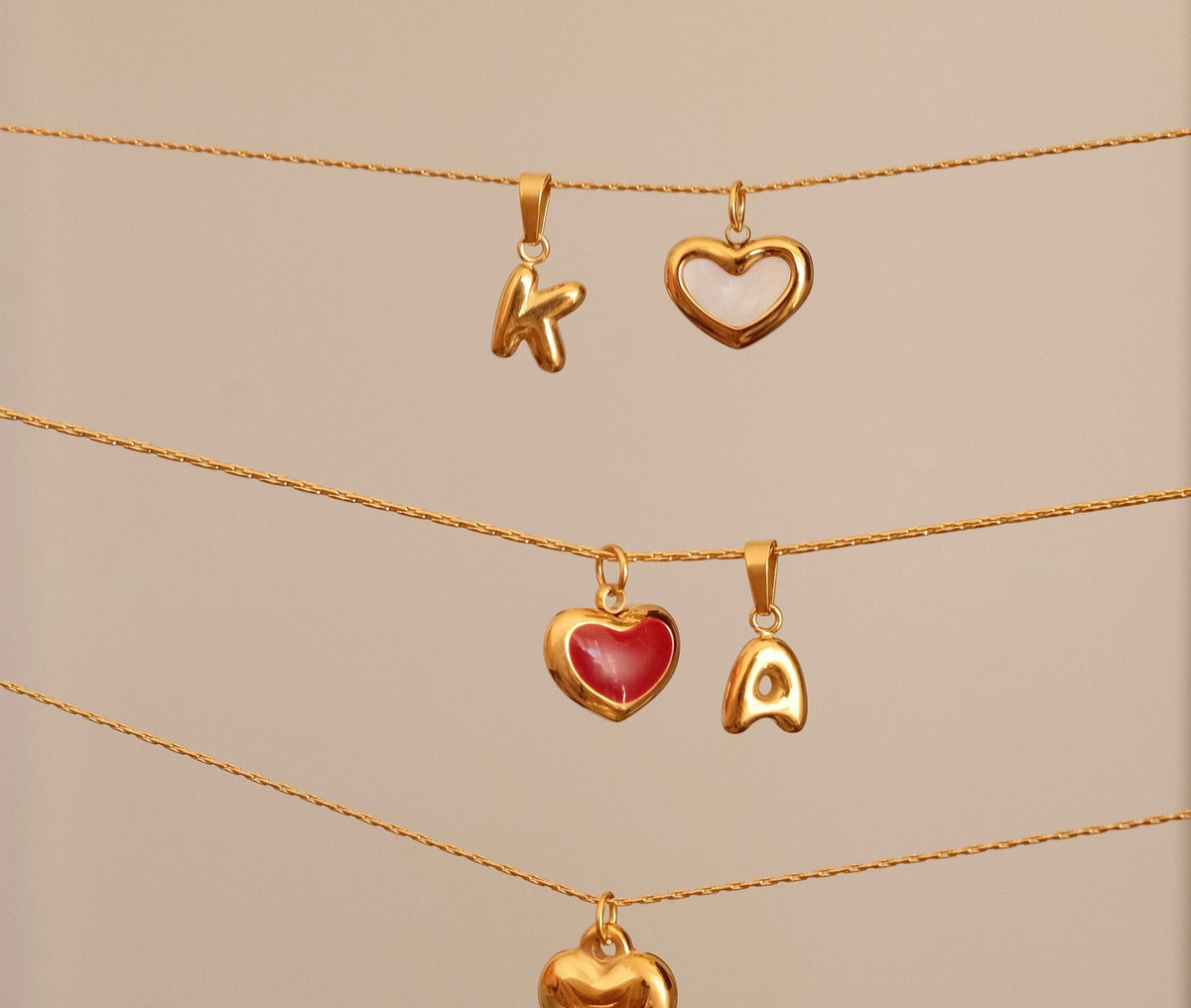 Red heart necklace, Waterproof tarnish resistant necklace, Mother of pearl necklace, Love necklace, 18k gold pendant necklace
