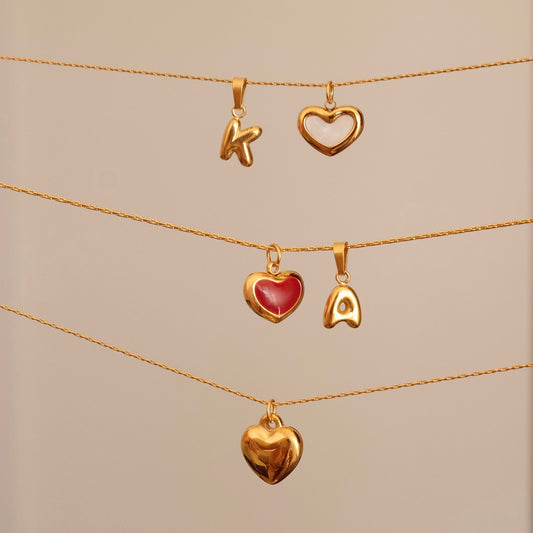 Red heart necklace, Waterproof tarnish resistant necklace, Mother of pearl necklace, Love necklace, 18k gold pendant necklace