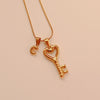 Custom Initial Key Necklace, Gold Initial Jewelry, Personalized Anniversary Gift, Waterproof Necklace, Dainty Skeleton Key Pe