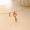 Custom Initial Key Necklace, Gold Initial Jewelry, Personalized Anniversary Gift, Waterproof Necklace, Dainty Skeleton Key Pe
