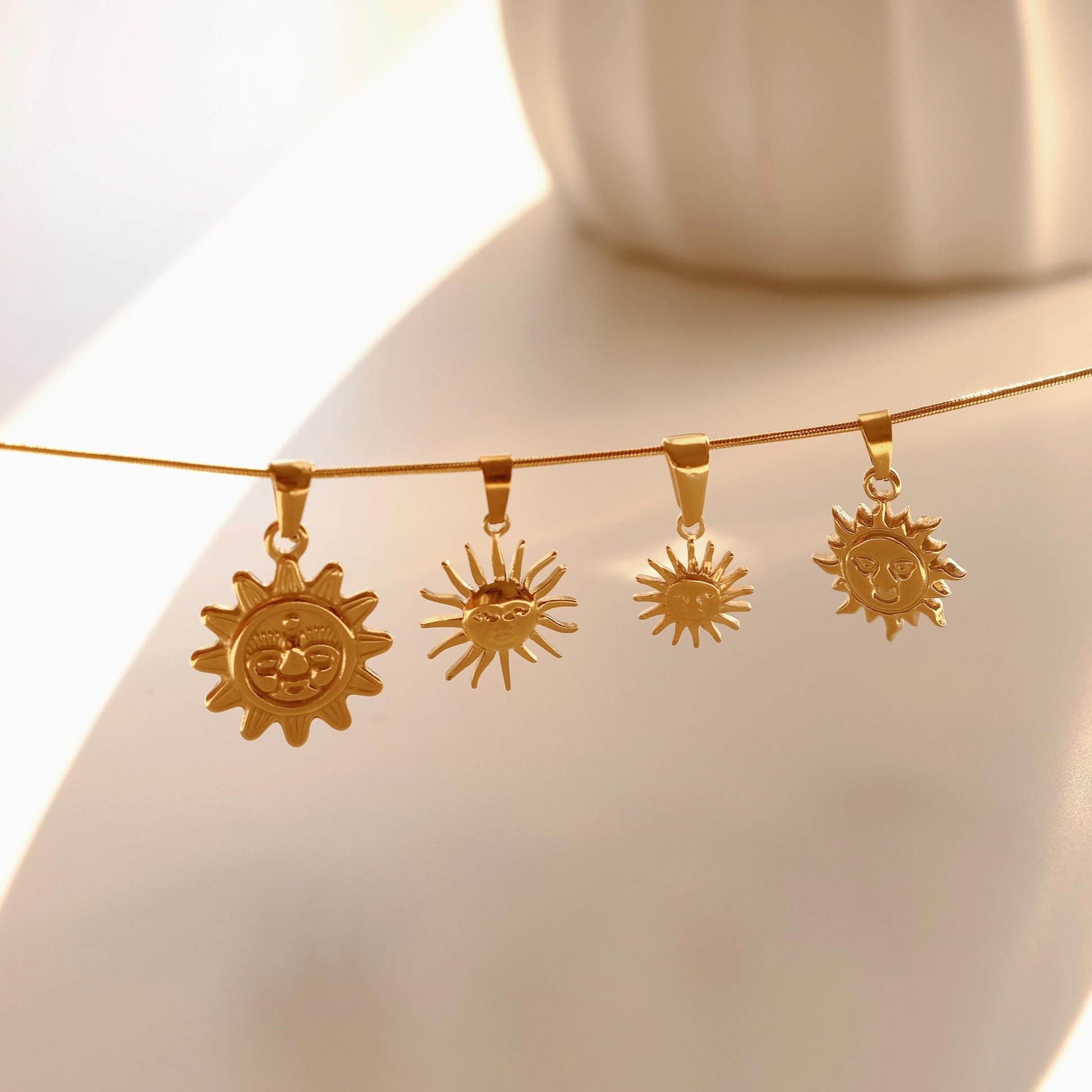 18K Gold Sun Star Moon Necklace, Waterproof Tarnish Resistant Necklace, Star Signet Necklace, Polaris Star Necklace, Crescent