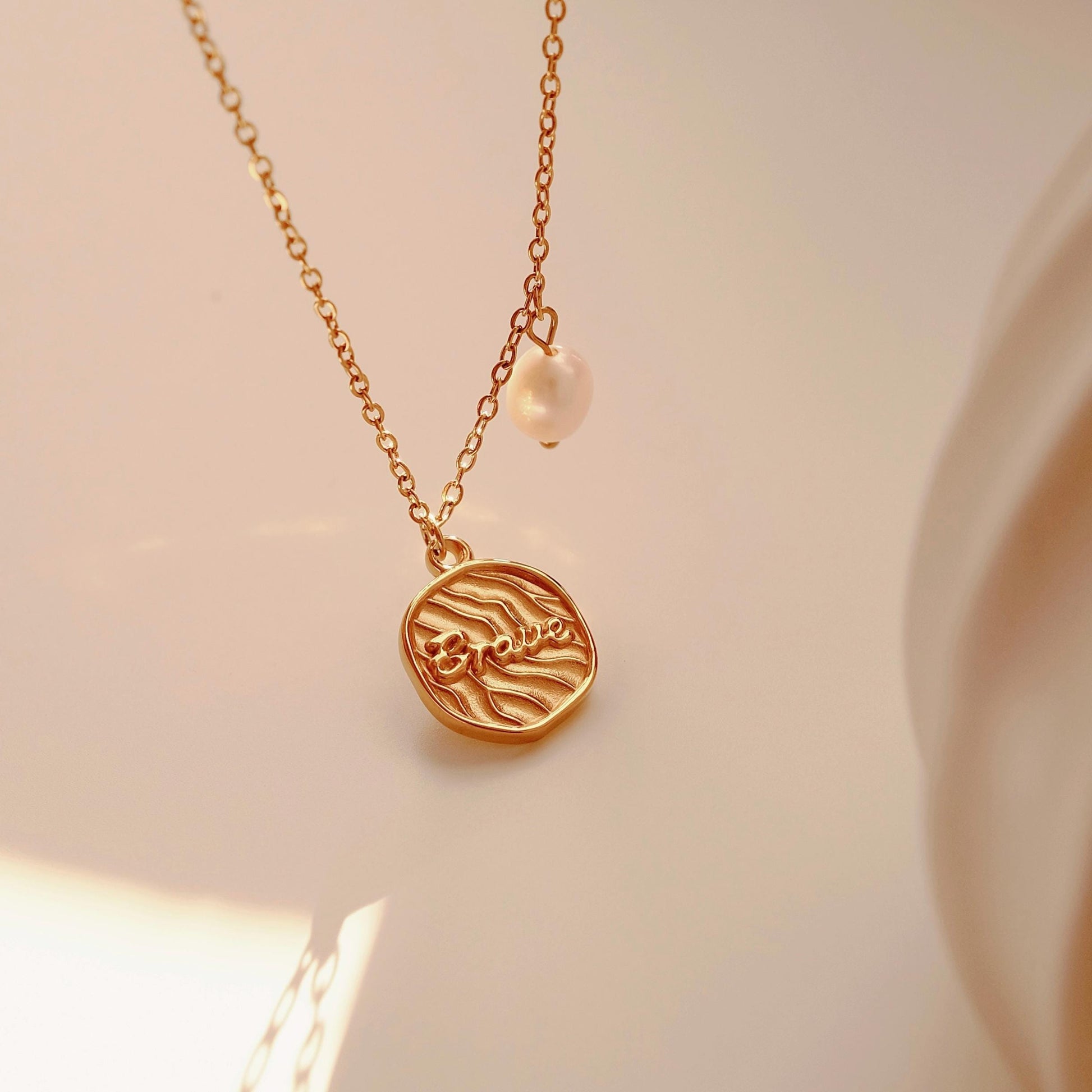 18K Gold Brave Strength Necklace, Waterproof Warrior Strength Necklace, Inspirational Gift for Her, Encouragement Gift, Empow