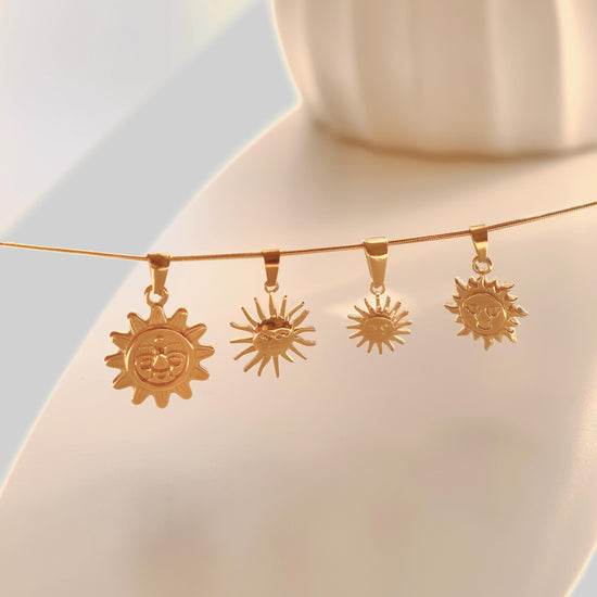 Gold Sun Pendant Necklace, Waterproof Necklace, Dainty Sun Necklace, Sunburst Necklace, Sunshine Necklace, Celestial Necklace