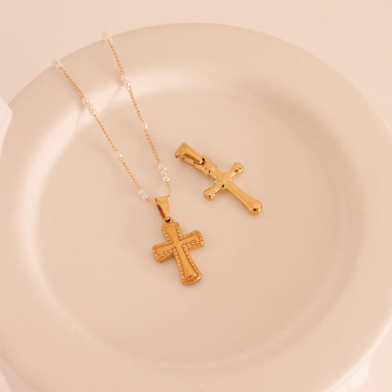 Gold Filled Cross Necklace, Gold Religious Cross Charm, Waterproof Unisex Women Men Necklace, Pray Christian Faith Pendant Ev