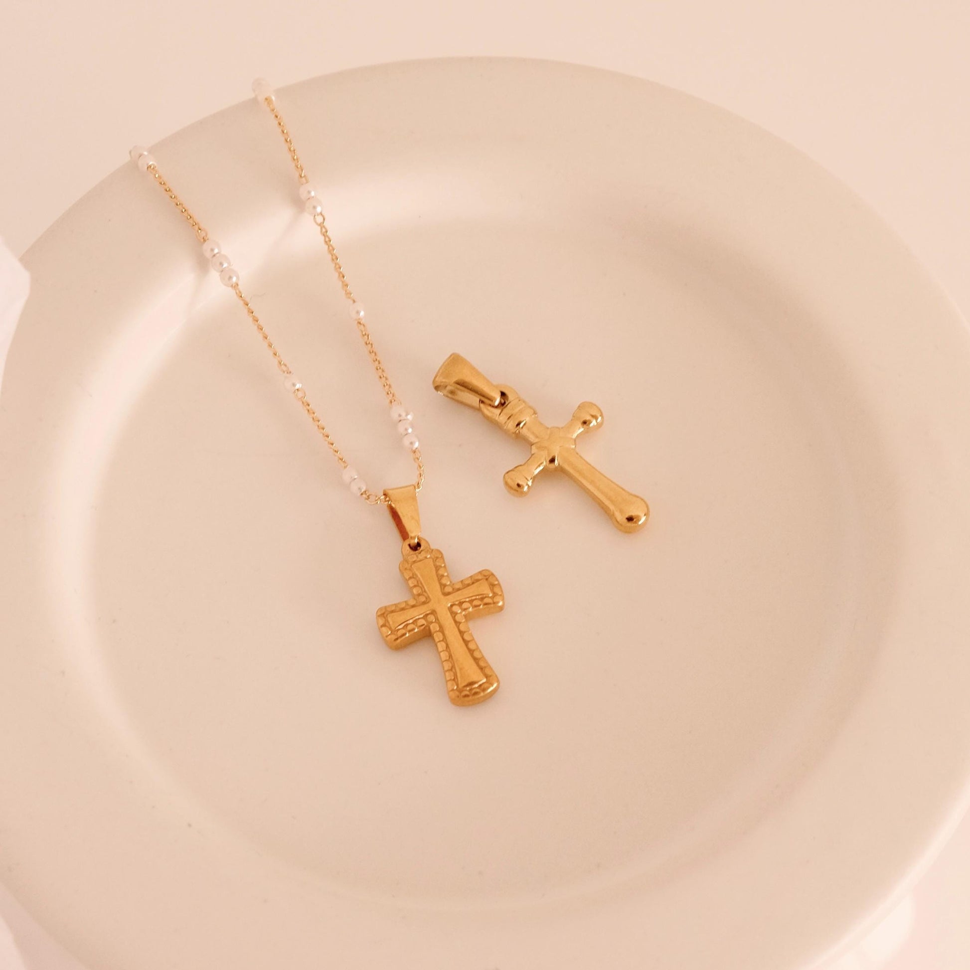 Gold Filled Cross Necklace, Gold Religious Cross Charm, Waterproof Unisex Women Men Necklace, Pray Christian Faith Pendant Ev