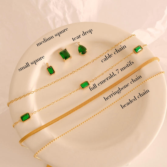 Dainty Emerald Necklace, Green Emerald Choker, Emerald Jewelry, Emerald Pendant Necklace, May Birthstone Necklace, Waterproof