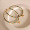 gold turquoise beaded bracelets, red turquoise jewelry, pendant bracelets for women, miyuki beads stacking bracelets, minimal