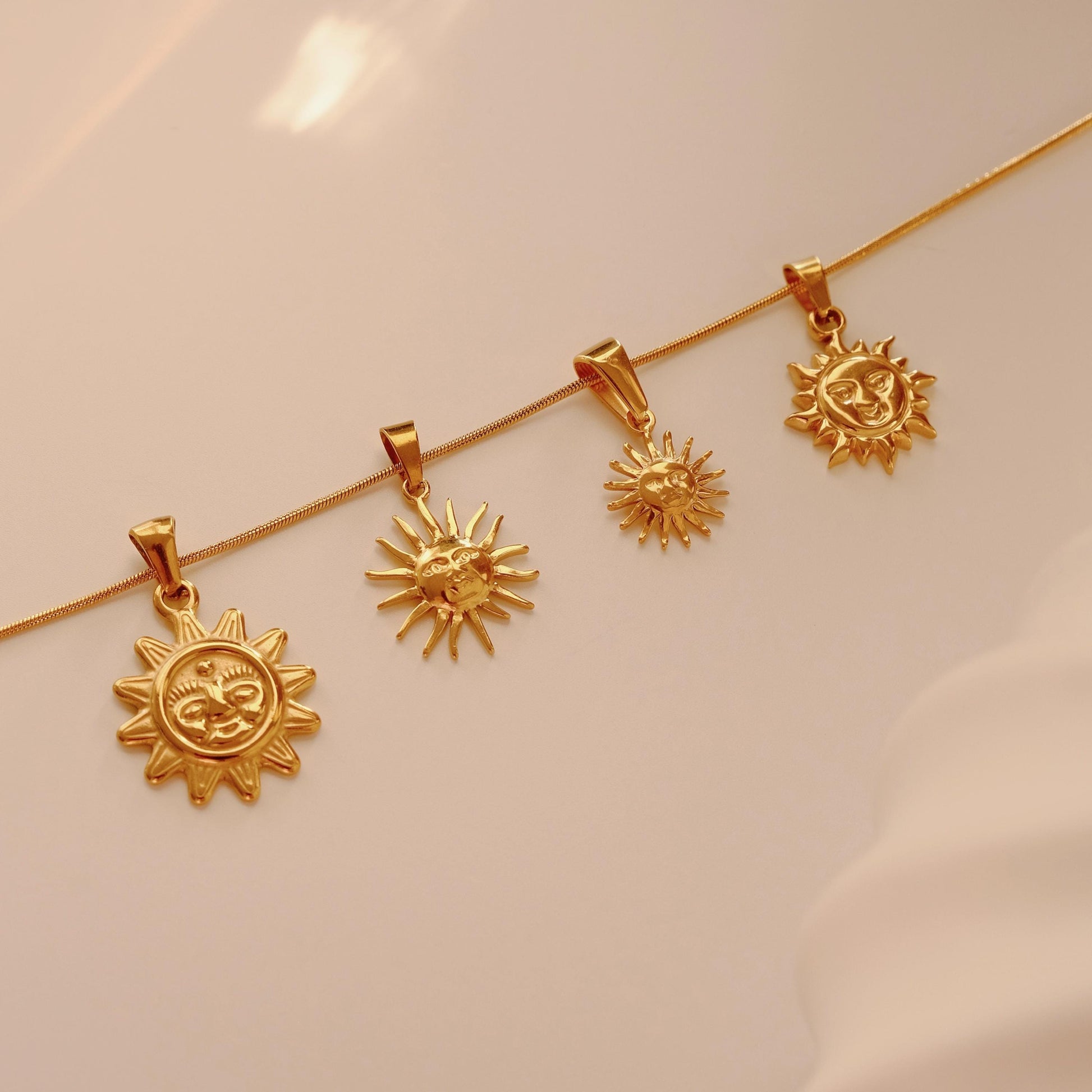 18K Gold Sun Star Moon Necklace, Waterproof Tarnish Resistant Necklace, Star Signet Necklace, Polaris Star Necklace, Crescent