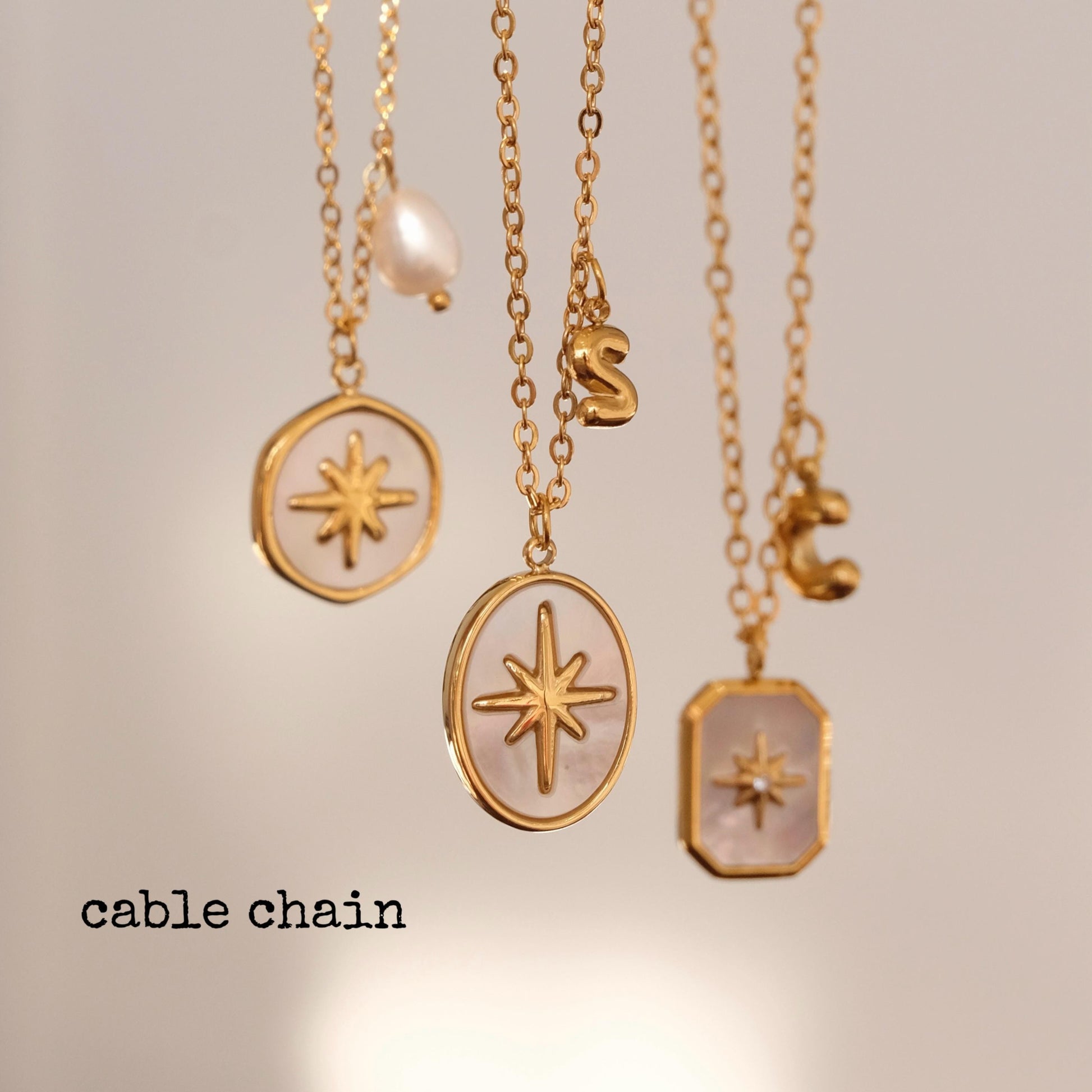 18K Gold Sun Star Moon Necklace, Waterproof Tarnish Resistant Necklace, Star Signet Necklace, Polaris Star Necklace, Crescent