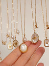 18K gold mother of pearl star pendant necklaces, Initial necklace, Pearl necklace, Waterproof tarnish free necklace, Gold jew