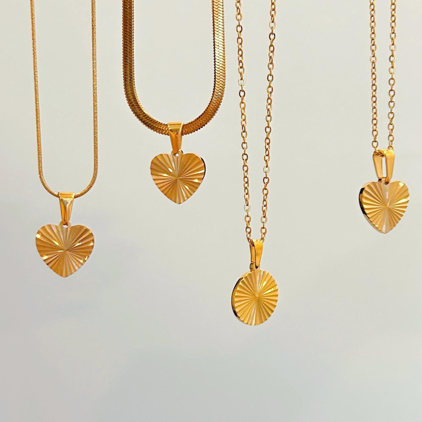 Gold Sunshine Pendant Necklace, Sunburst Necklace, Waterproof Heart Necklace, Celestial Necklace, Christmas Gift for her, Eve