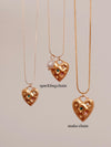 Gold heart pendant necklace, 18K gold filled heart necklace, Waterproof tarnish free necklace, Diamond heart pearl necklace, 