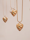 Gold heart pendant necklace, 18K gold filled heart necklace, Waterproof tarnish free necklace, Diamond heart pearl necklace, 