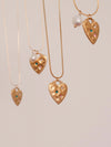 Gold heart pendant necklace, 18K gold filled heart necklace, Waterproof tarnish free necklace, Diamond heart pearl necklace, 