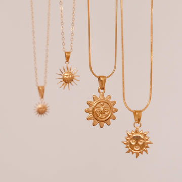 Gold Sun Pendant Necklace, Waterproof Necklace, Dainty Sun Necklace, Sunburst Necklace, Sunshine Necklace, Celestial Necklace