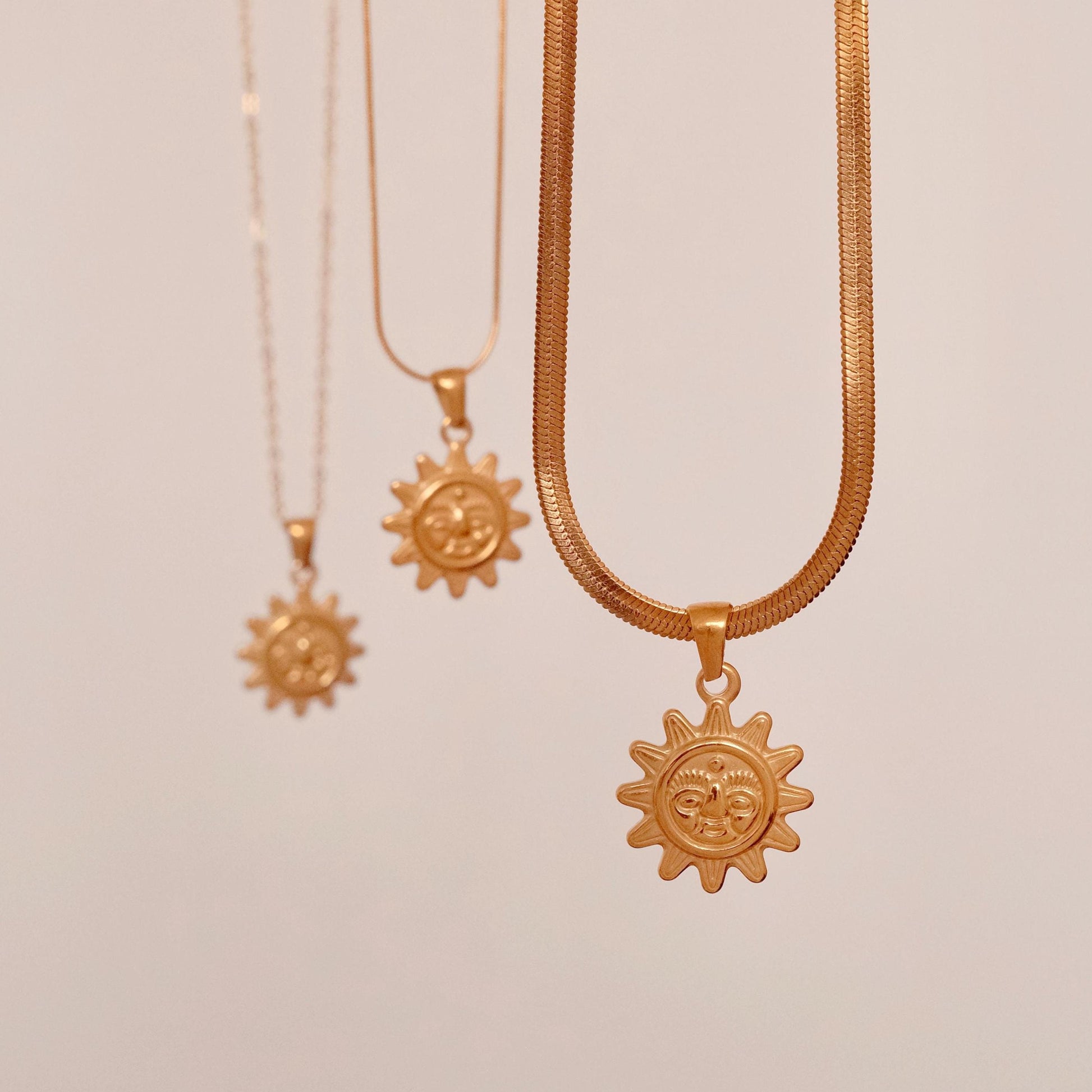 Gold Sun Pendant Necklace, Waterproof Necklace, Dainty Sun Necklace, Sunburst Necklace, Sunshine Necklace, Celestial Necklace