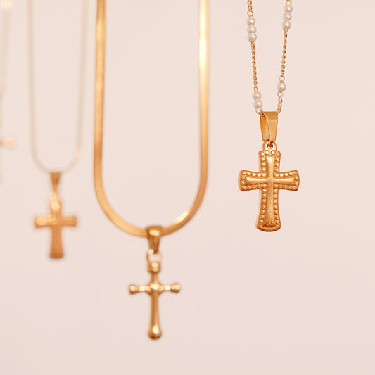Gold Filled Cross Necklace, Gold Religious Cross Charm, Waterproof Unisex Women Men Necklace, Pray Christian Faith Pendant Ev