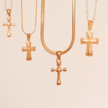Gold Filled Cross Necklace, Gold Religious Cross Charm, Waterproof Unisex Women Men Necklace, Pray Christian Faith Pendant Ev