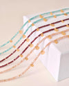 Genuine Gemstone Beaded Necklace, Pendant Cube Beads Choker, 18k Gold Beaded Necklace, Crystal Beads, Gold Filled Necklace, C