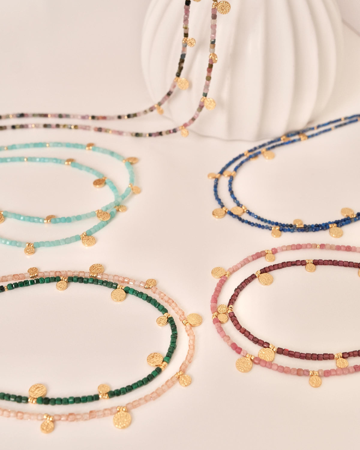 Genuine Gemstone Beaded Necklace, Pendant Cube Beads Choker, 18k Gold Beaded Necklace, Crystal Beads, Gold Filled Necklace, C
