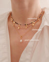 Genuine Gemstone Beaded Necklace, Pendant Cube Beads Choker, 18k Gold Beaded Necklace, Crystal Beads, Gold Filled Necklace, C