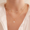 Dainty Gold Layered Pearl Necklace, Natural Freshwater Pearl Double Layer Necklace, Waterproof Wedding Layered Necklace, Gift