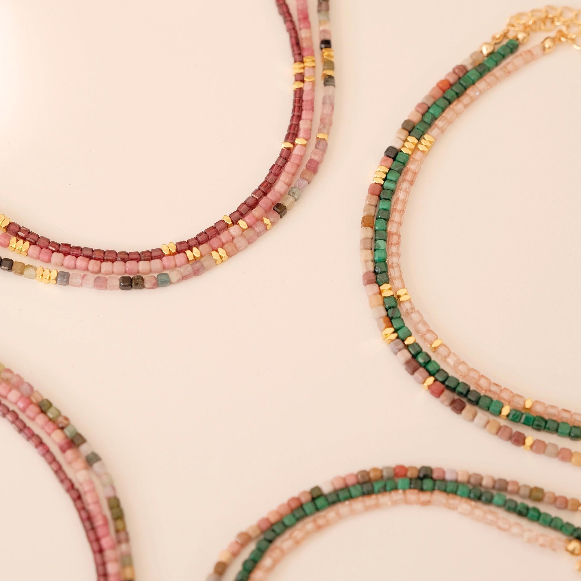 Genuine Gemstone Beaded Bracelet, Pendant Cube Beads Bracelet, 18k Gold Beaded Bracelet, Crystal Beads, Gold Filled Bracelet,