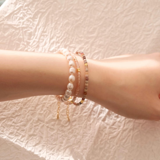Genuine Gemstone Beaded Bracelet, Pendant Cube Beads Bracelet, 18k Gold Beaded Bracelet, Crystal Beads, Gold Filled Bracelet,