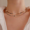 Genuine Tourmaline Necklace, Colorful stone beaded necklace, Minimalist beaded necklace with real pearl, Choker tourmaline st