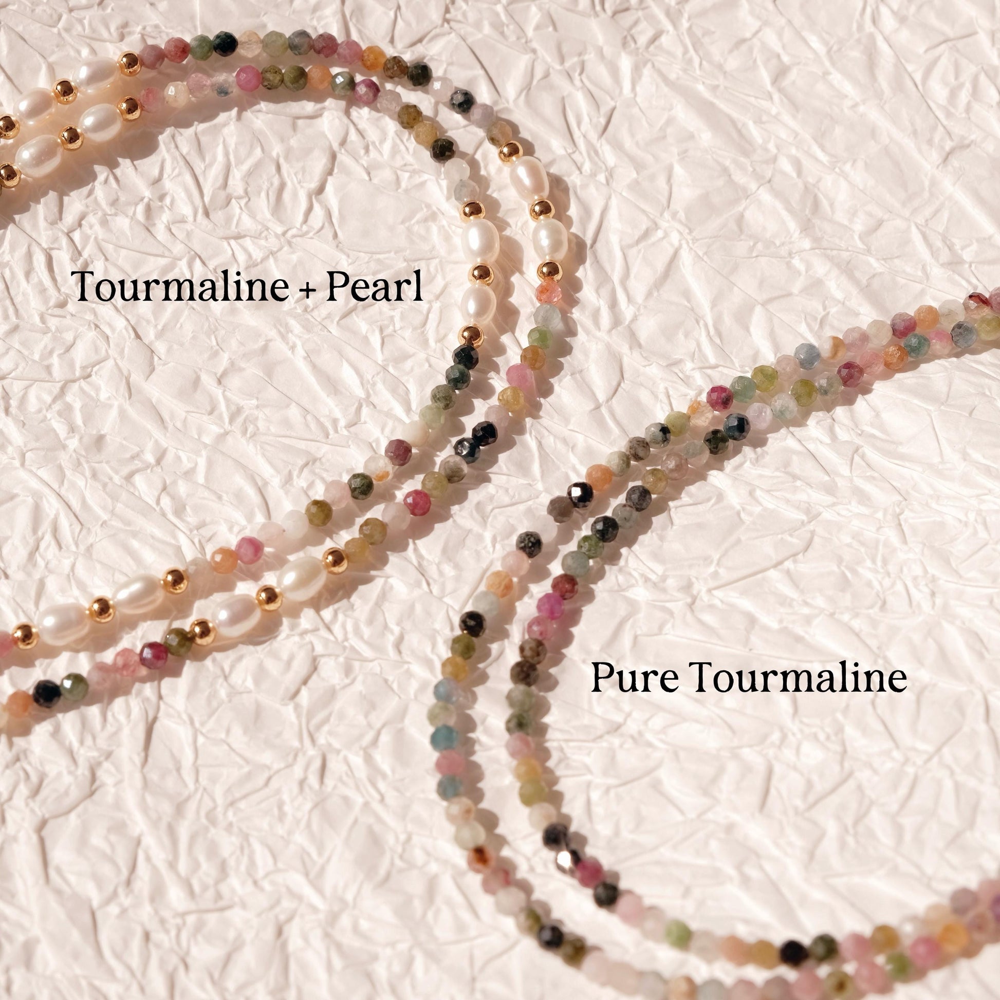 Genuine Tourmaline Necklace, Colorful stone beaded necklace, Minimalist beaded necklace with real pearl, Choker tourmaline st
