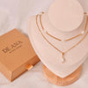 Dainty Gold Layered Pearl Necklace Set, Natural Freshwater Pearl Double Layer Necklace, Waterproof Wedding Layered Necklace, 