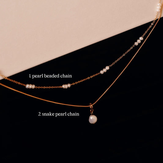 Dainty Gold Layered Pearl Necklace, Natural Freshwater Pearl Double Layer Necklace, Waterproof Wedding Layered Necklace, Gift