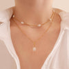 Dainty Gold Layered Pearl Necklace Set, Natural Freshwater Pearl Double Layer Necklace, Waterproof Wedding Layered Necklace, 