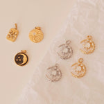 18K Gold & Silver Star Moon Necklace • Moonstone Celestial Pendant • Waterproof Tarnish-Resistant • Polaris Star • Crescent Moon Jewelry