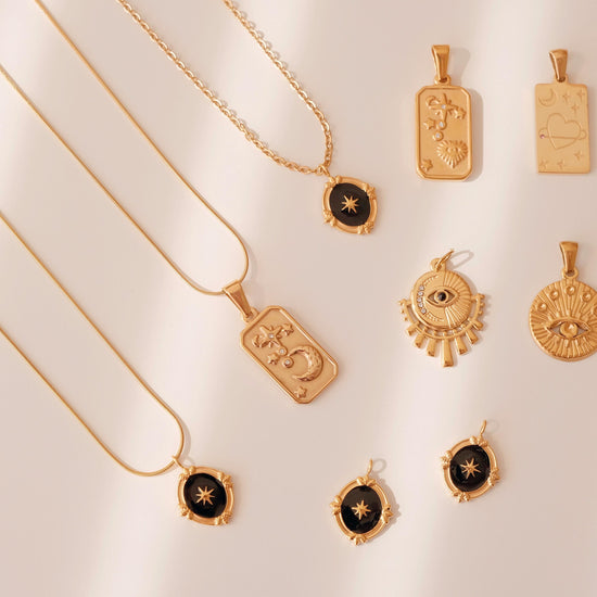 Celestial Charm Necklace | Sun Moon Star Evil Eye Pendant | Tarot Inspired Jewelry | Protection & Luck Gift | Choose Your Charm | Waterproof