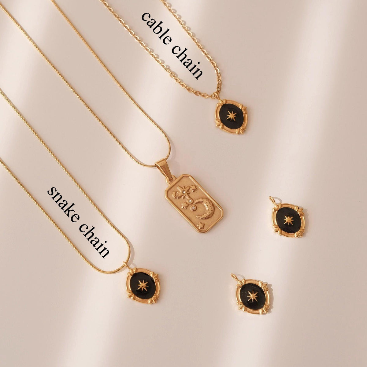 Celestial Charm Necklace | Sun Moon Star Evil Eye Pendant | Tarot Inspired Jewelry | Protection & Luck Gift | Choose Your Charm | Waterproof